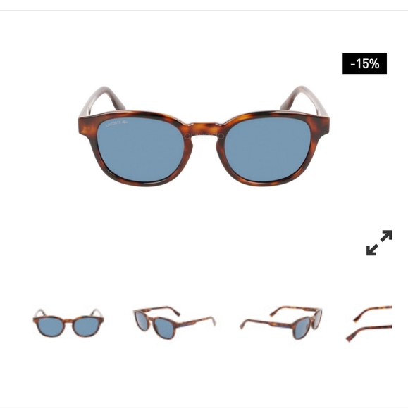 NBW Lacoste L968S 230 Oval Unisex Sunglasses - Light Brown/Blue Lens with case - Picture 2 of 6